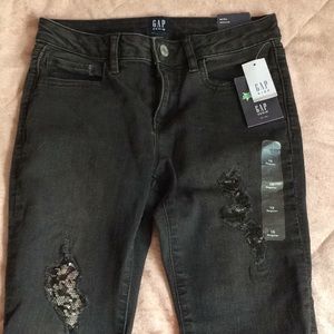 Gap size 10 distressed sequin jean leggings